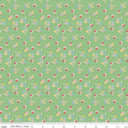 Simple Pleasures Calico Sweet Rose Green - C16653-GREEN - Riley Blake Designs - Floral Fabric - Cotton Fabric by the yard