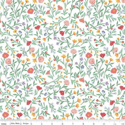 Simple Pleasures Scattered Vine White - C16654-WHITE - Riley Blake Designs - Floral Fabric - Cotton Fabric by the yard