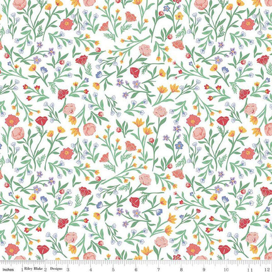 Simple Pleasures Scattered Vine White - C16654-WHITE - Riley Blake Designs - Floral Fabric - Cotton Fabric by the yard