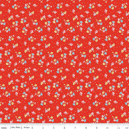 Simple Pleasures Calico Sweet Rose Strawberry - C16653-STRAWBERRY - Riley Blake Designs - Floral Fabric - Cotton Fabric by the yard
