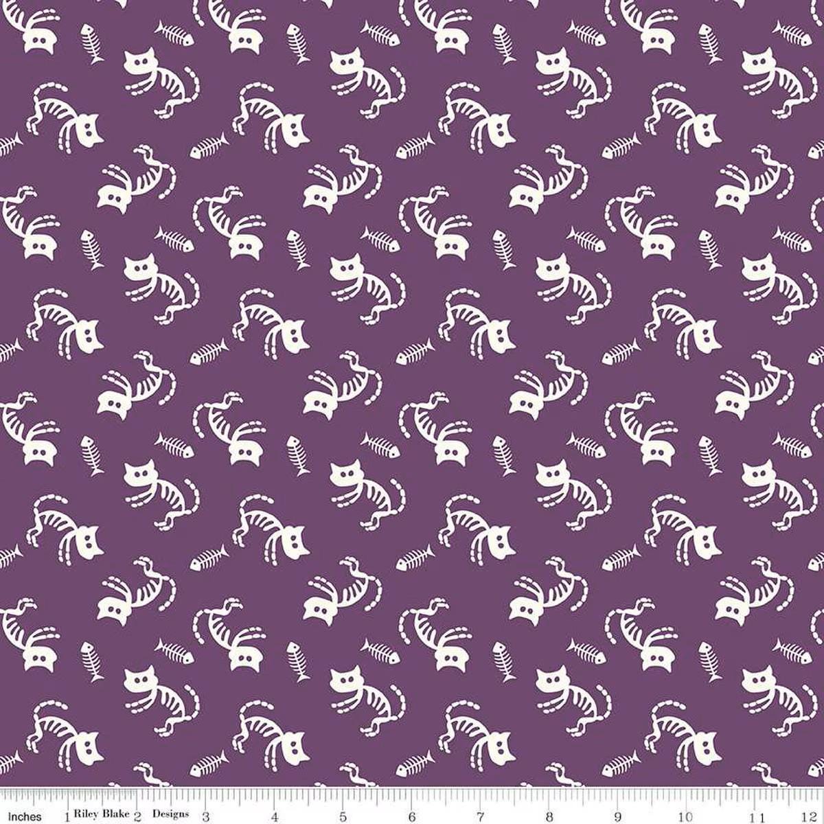 Beggar's Night Cats PURPLE - Riley Blake Designs - Cotton Fabric by the yard - C14501-PURPLE - Halloween Fabric