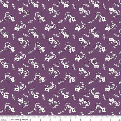Beggar's Night Cats PURPLE - Riley Blake Designs - Cotton Fabric by the yard - C14501-PURPLE - Halloween Fabric