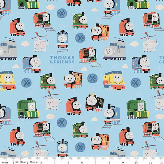 Thomas & Friends™ Sodor Railway Main Blue- Riley Blake Designs - Cotton Fabric by the yard - C15080-BLUE