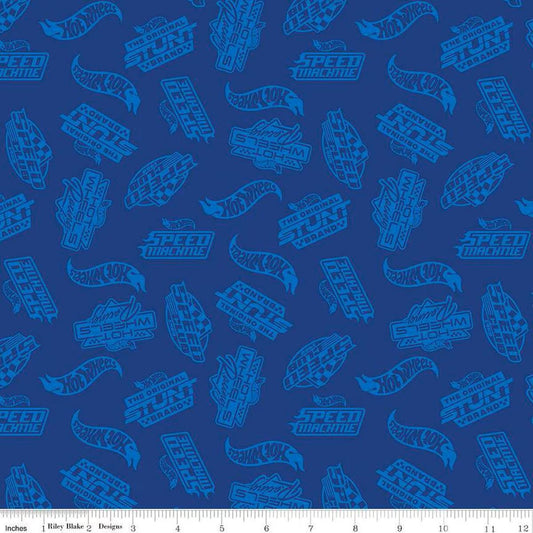 Hot Wheels Made to Race Tone-on-Tone Navy - Riley Blake Designs - Cotton Fabric by the yard - C15303-NAVY