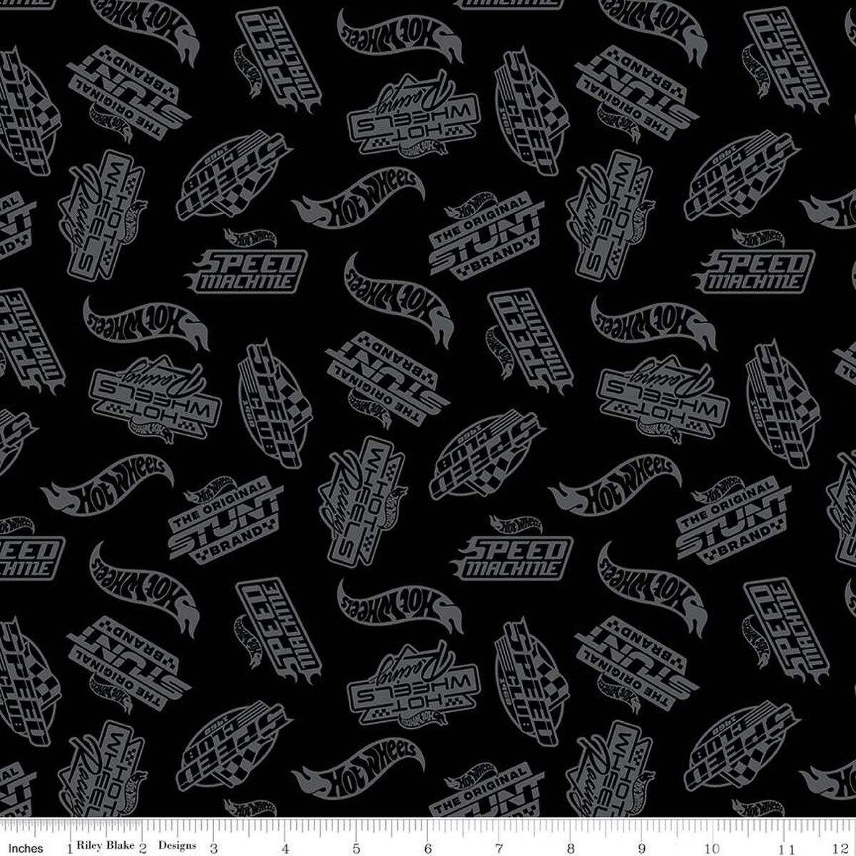 Hot Wheels Made to Race Tone-on-Tone Black - Riley Blake Designs - Cotton Fabric by the yard - C15303-Black