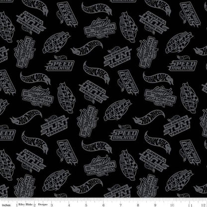 Hot Wheels Made to Race Tone-on-Tone Black - Riley Blake Designs - Cotton Fabric by the yard - C15303-Black