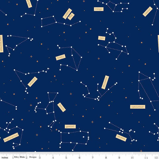 Outer Space by NASA Constellations Navy- Riley Blake Designs - Cotton Fabric by the yard - C15483-NAVY