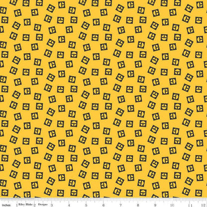 Vintage Caterpillar® Vintage Logo Toss Yellow C13843-YELLOW - Riley Blake Designs - CAT Machinery - Quilting Cotton Fabric