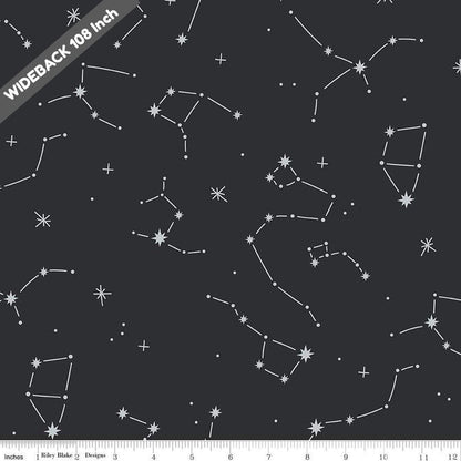 Wide Back Hoist the Sails Constellation WB14205-BLACK - Black Riley Blake 107/108" Wide Quilting Cotton Fabric