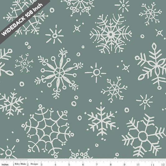 Wide Back Magical Winterland Snowflake Winter WB14949-WINTER - Black Riley Blake 107/108" Wide Quilting Cotton Fabric