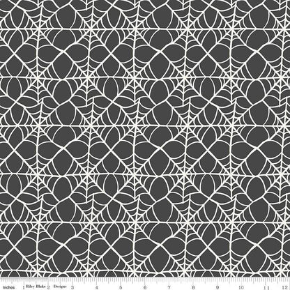 Hey Pumpkin Webs Charcoal - C16033-CHARCOAL - Riley Blake Designs - Halloween Fabric - Cotton Fabric by the yard