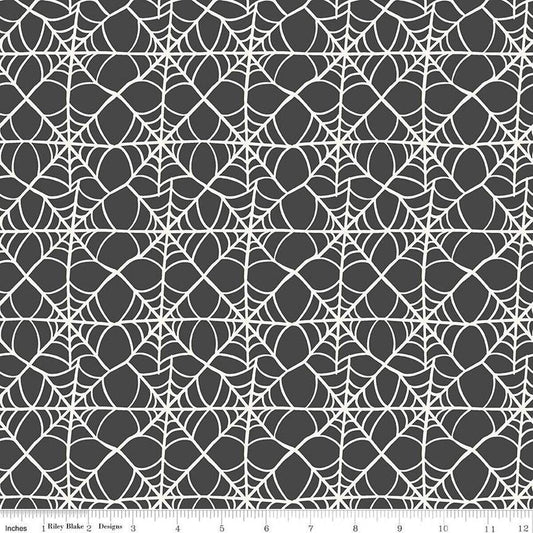 Hey Pumpkin Webs Charcoal - C16033-CHARCOAL - Riley Blake Designs - Halloween Fabric - Cotton Fabric by the yard