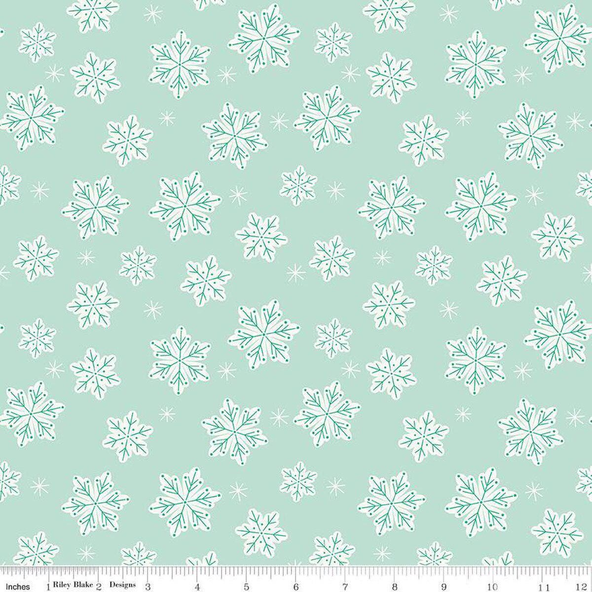 Flannel Snowflakes - Riley Blake Designs - Ice Snow Flakes Snowy Winter - FLANNEL Cotton Fabric - F16524-SONGBIRD