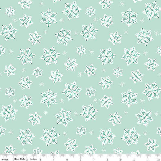 Flannel Snowflakes - Riley Blake Designs - Ice Snow Flakes Snowy Winter - FLANNEL Cotton Fabric - F16524-SONGBIRD