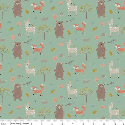 Flannel Woodland Creatures Pine - Riley Blake Designs - Outdoor - FLANNEL Cotton Fabric - F16023-PINE