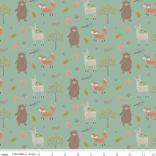 Flannel Woodland Creatures Pine - Riley Blake Designs - Outdoor - FLANNEL Cotton Fabric - F16023-PINE