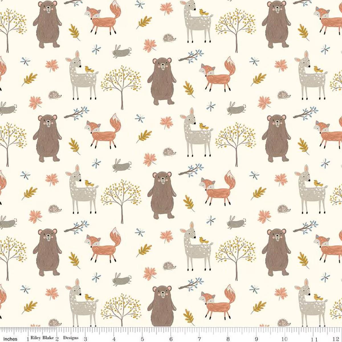 Flannel Woodland Creatures Cream - Riley Blake Designs - Outdoor - FLANNEL Cotton Fabric - F16023-CREAM