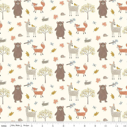Flannel Woodland Creatures Cream - Riley Blake Designs - Outdoor - FLANNEL Cotton Fabric - F16023-CREAM