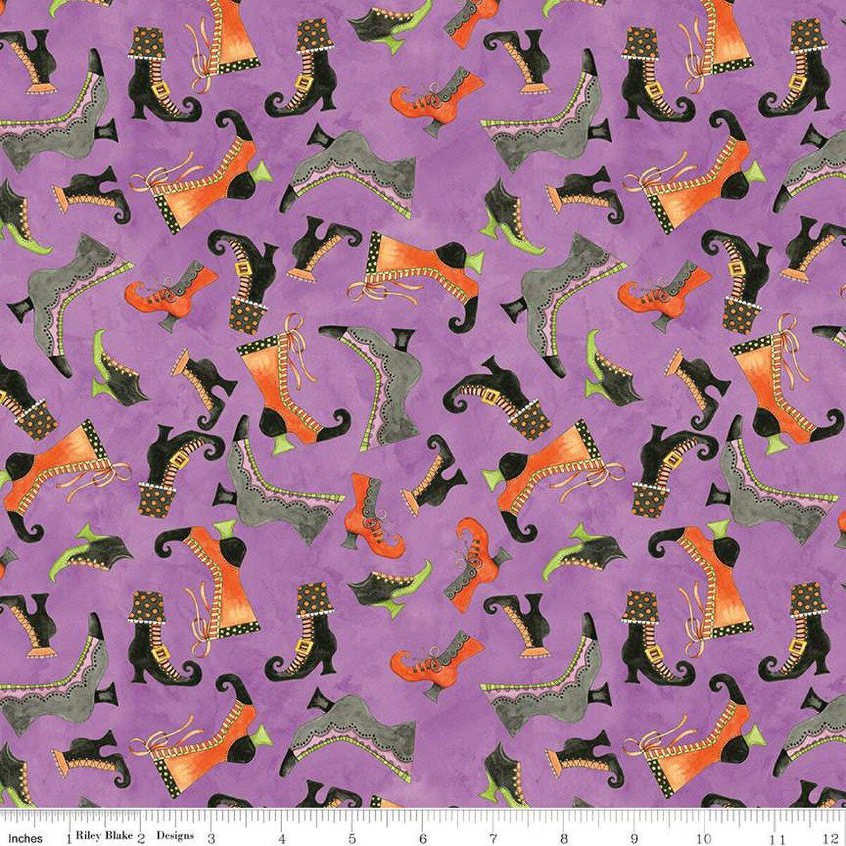 Ghoul Friends Boots Toss Purple - 16052-PURPLE - Riley Blake Designs - Halloween Fabric - Cotton Fabric by the yard