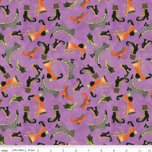 Ghoul Friends Boots Toss Purple - 16052-PURPLE - Riley Blake Designs - Halloween Fabric - Cotton Fabric by the yard