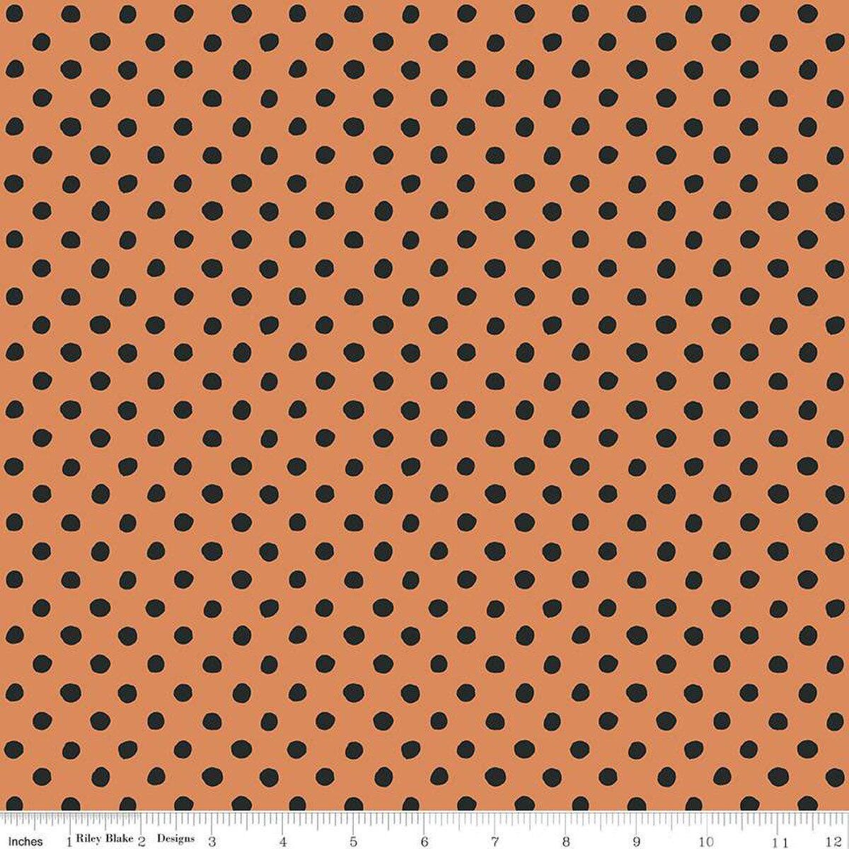 Trick or Treat Dots Orange - C15966-ORANGE - Riley Blake Designs - Halloween Fabric - Cotton Fabric by the yard