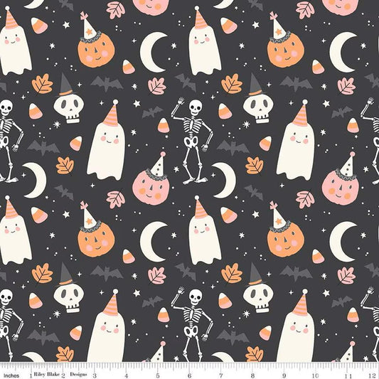 Hey Pumpkin Main Charcoal - C16030-CHARCOAL - Riley Blake Designs - Halloween Fabric - Cotton Fabric by the yard