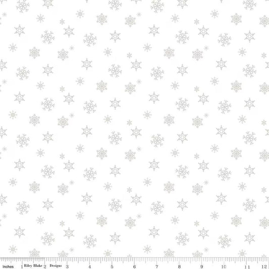 Christmas Wishes Snowflakes White-on-White - C15048-WHITE - Riley Blake Designs - Cotton Fabric - Fabric by the yard - Christmas Fabric