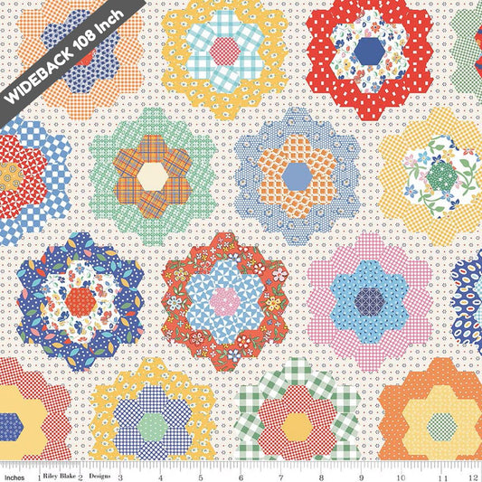 Wide Back Always in Season Flower Garden Multi 3-Yard Package - 3YD-WB15110-MULTI - Black Riley Blake 107/108" Wide Quilting Cotton Fabric