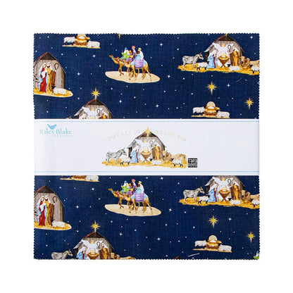 Come Let Us Adore Him Layer Cake 10" Stacker Bundle - Riley Blake Designs - 42 piece Precut - 10-16310-42 - Christmas Fabric