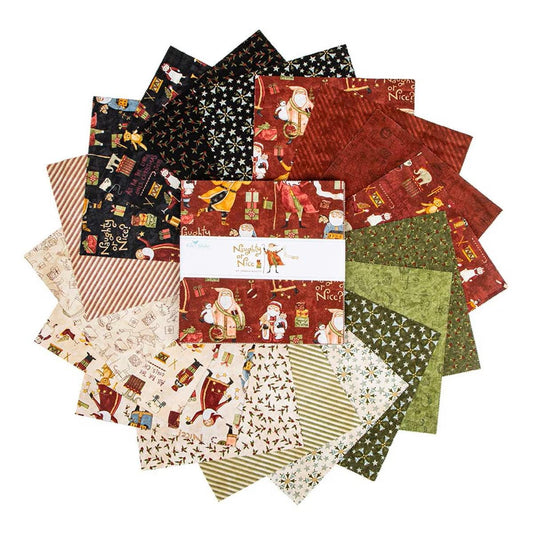 Naughty or Nice Layer Cake 10" Stacker Bundle - Riley Blake Designs - 42 piece Precut - 10-16260-42 - Christmas Fabric