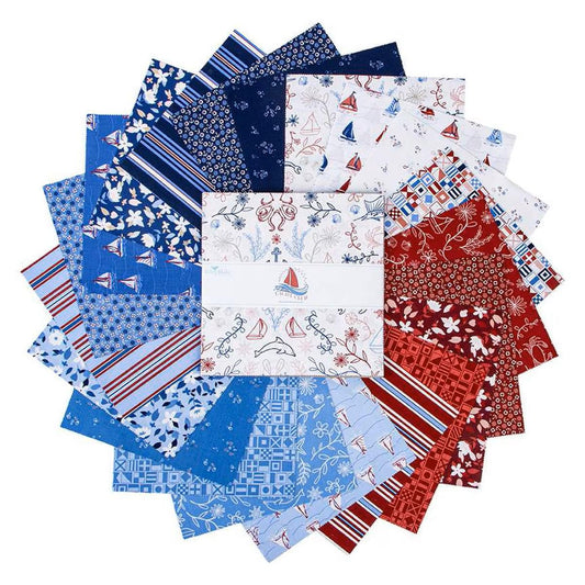 Yacht Club Layer Cake 10" Stacker Bundle - Riley Blake Designs - 42 piece Precut - 10-15920-42 - Ocean Fabric