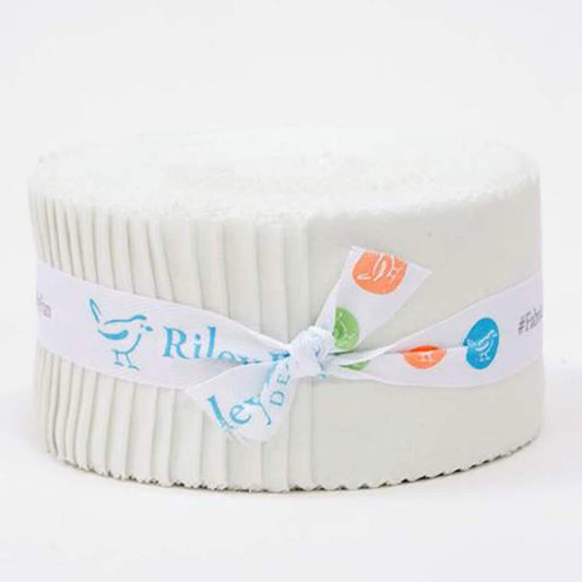 Confetti Cottons - Off White Rolie Polie - Jelly Roll - (40) 2.5" x 42" Strips - Riley Blake Designs - Solid Color - RP-120-OFFWHITE-40