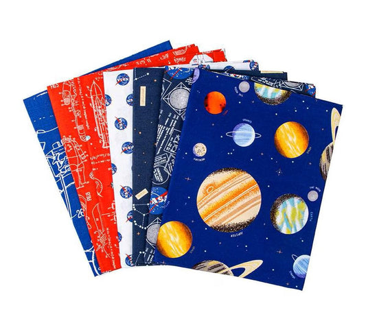 Outer Space by NASA 7 Piece Bundle Navy - Riley Blake Designs - Total of 6 yards and 1 panel - 1YD-15480N-7