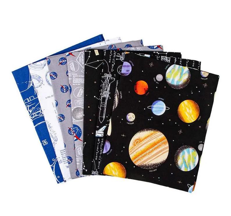 Outer Space by NASA 7 Piece Bundle Black- Riley Blake Designs - Total of 6 yards and 1 panel - 1YD-15480B-7