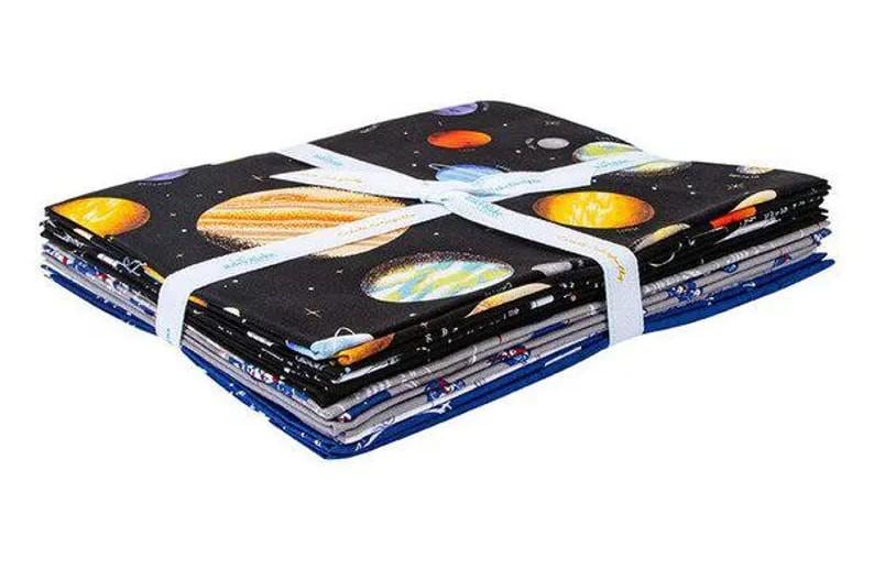 Outer Space by NASA 7 Piece Bundle Black- Riley Blake Designs - Total of 6 yards and 1 panel - 1YD-15480B-7