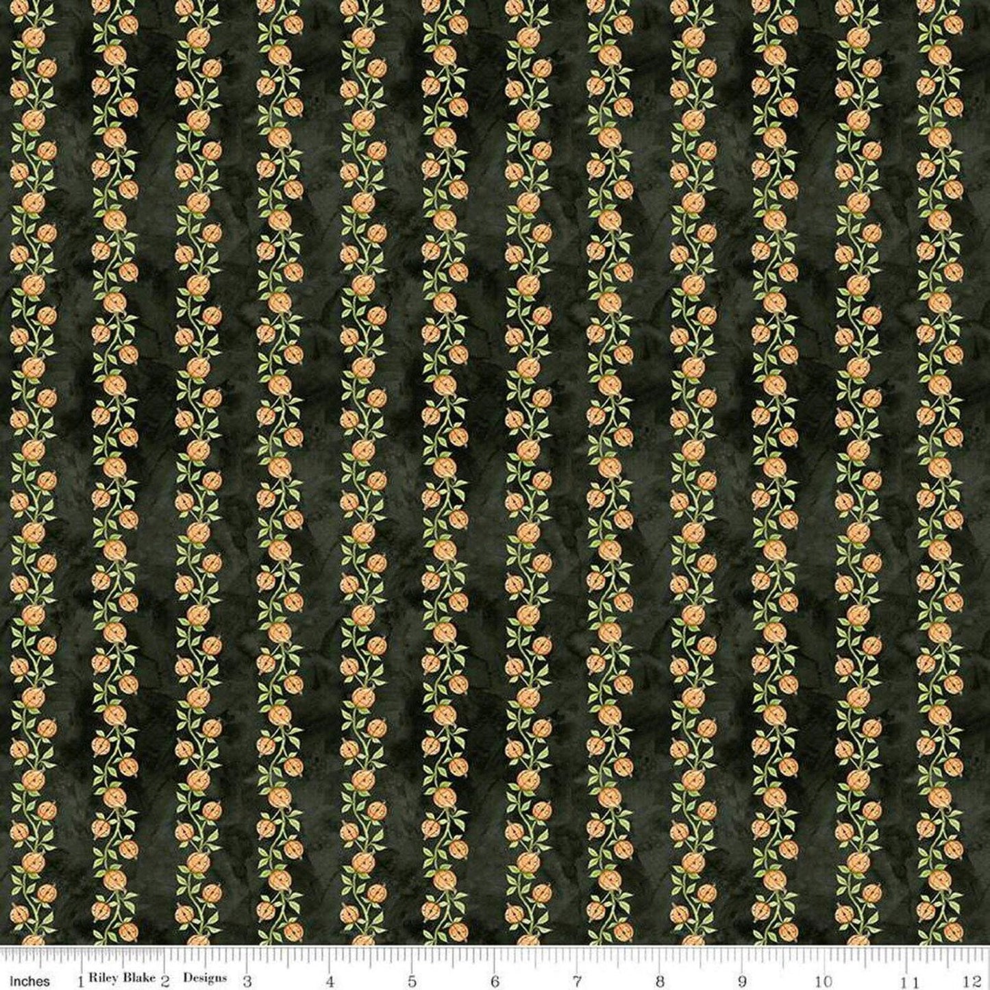 Ghoul Friends Black Pumpkin Vine - C16053-BLACK - Riley Blake Designs - Halloween Fabric - Cotton Fabric by the yard