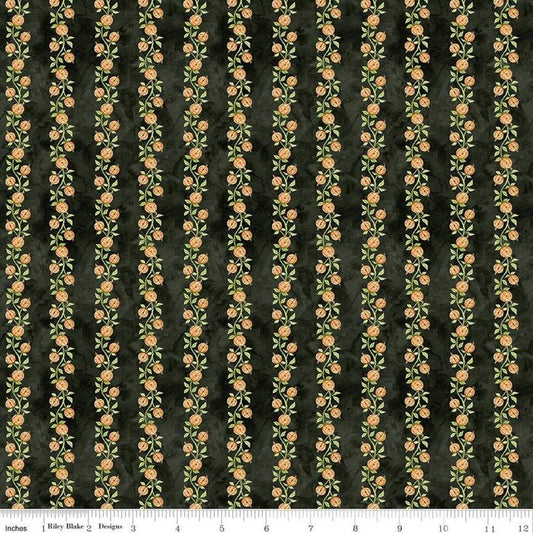 Ghoul Friends Black Pumpkin Vine - C16053-BLACK - Riley Blake Designs - Halloween Fabric - Cotton Fabric by the yard