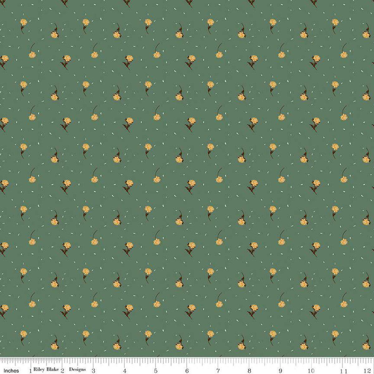 The Awe of Autumn Flower Toss Pine - C16196-PINE - Riley Blake Designs - Fall Fabric - Cotton Fabric by the yard