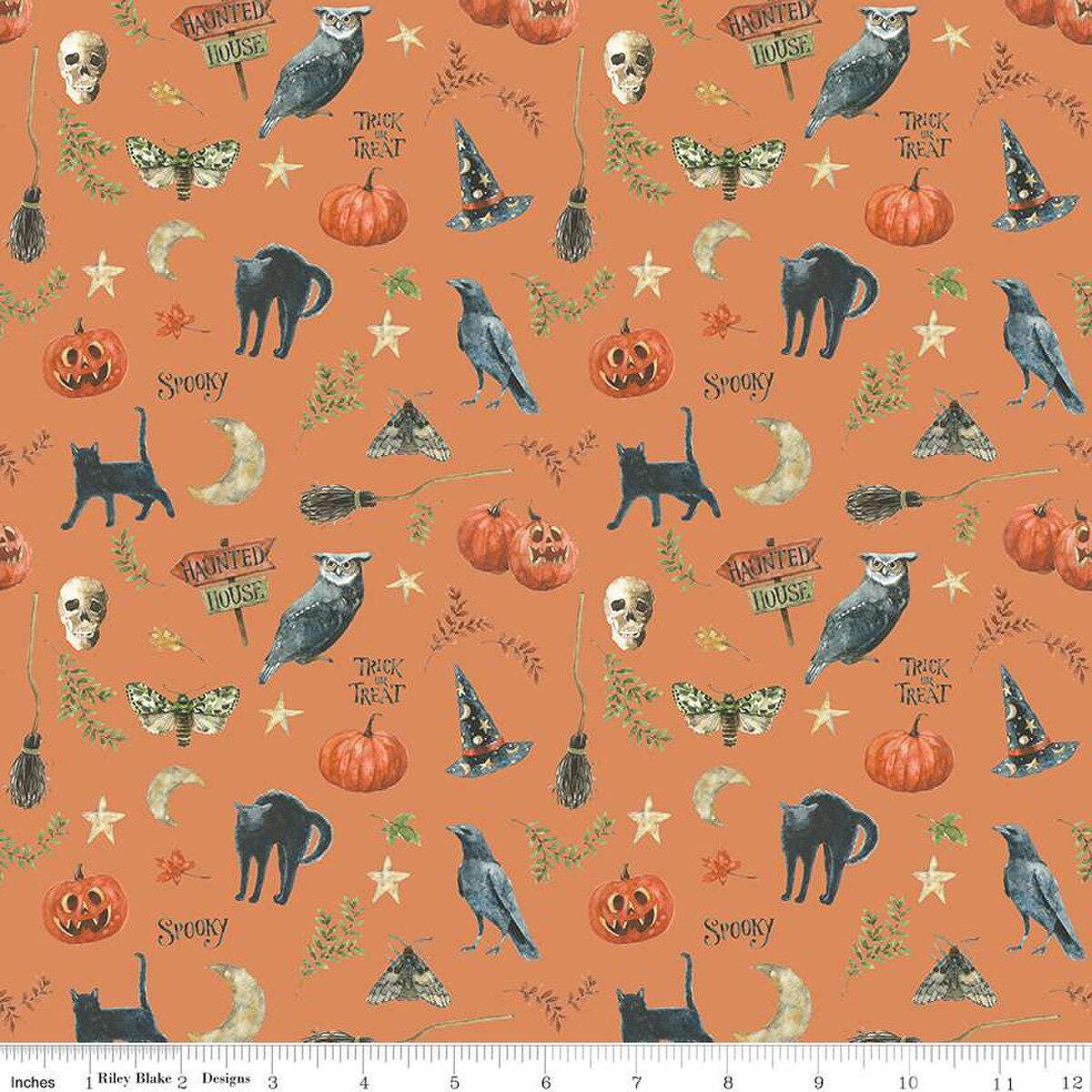 Trick or Treat Spooky Orange - CD15962-ORANGE - Riley Blake Designs - Halloween Fabric - Cotton Fabric by the yard