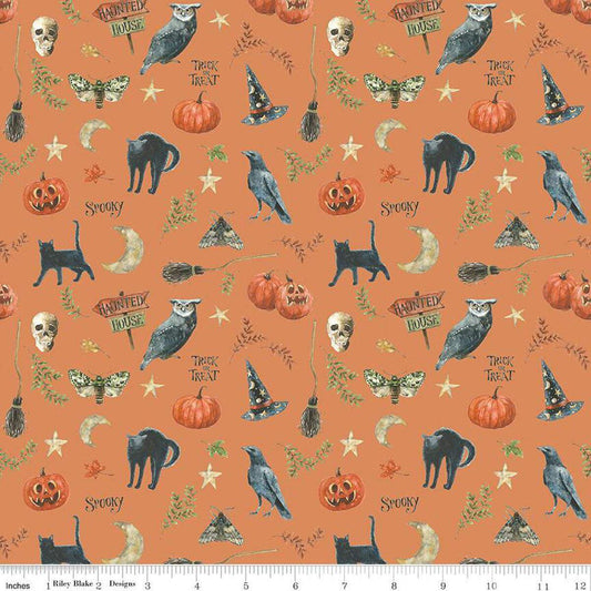 Trick or Treat Spooky Orange - CD15962-ORANGE - Riley Blake Designs - Halloween Fabric - Cotton Fabric by the yard