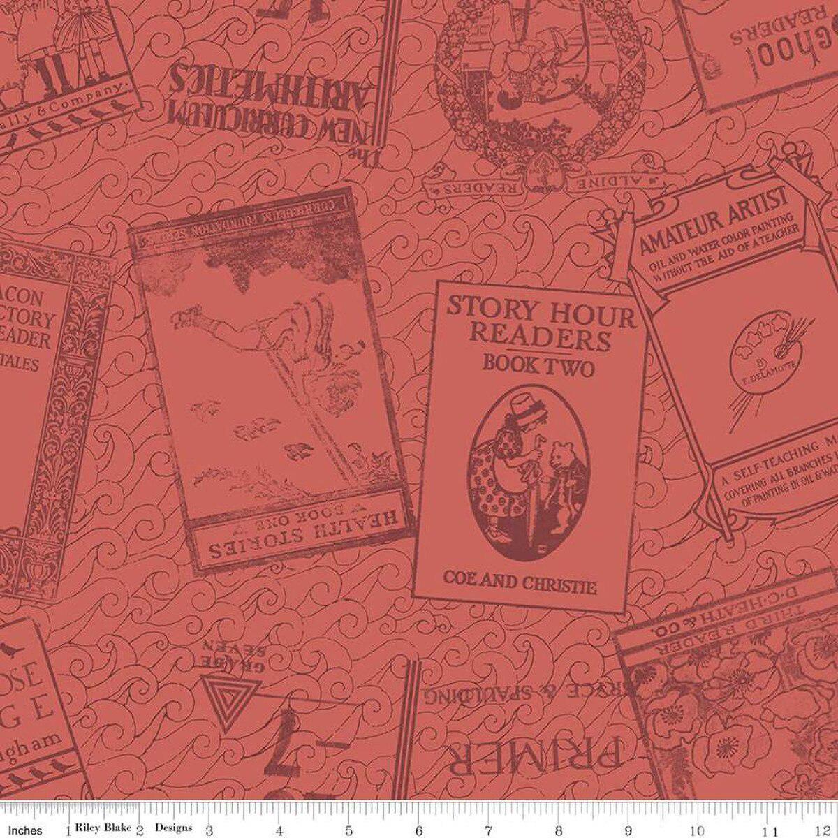 Old School Bookworm Red - Riley Blake Designs - Cotton Fabric by the yard - C14958-RED