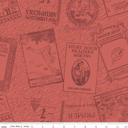 Old School Bookworm Red - Riley Blake Designs - Cotton Fabric by the yard - C14958-RED