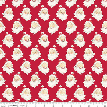 Merry Little Christmas Santa Heads Red - Riley Blake Designs - Cotton Fabric by the yard - C14842-RED -Christmas Fabric