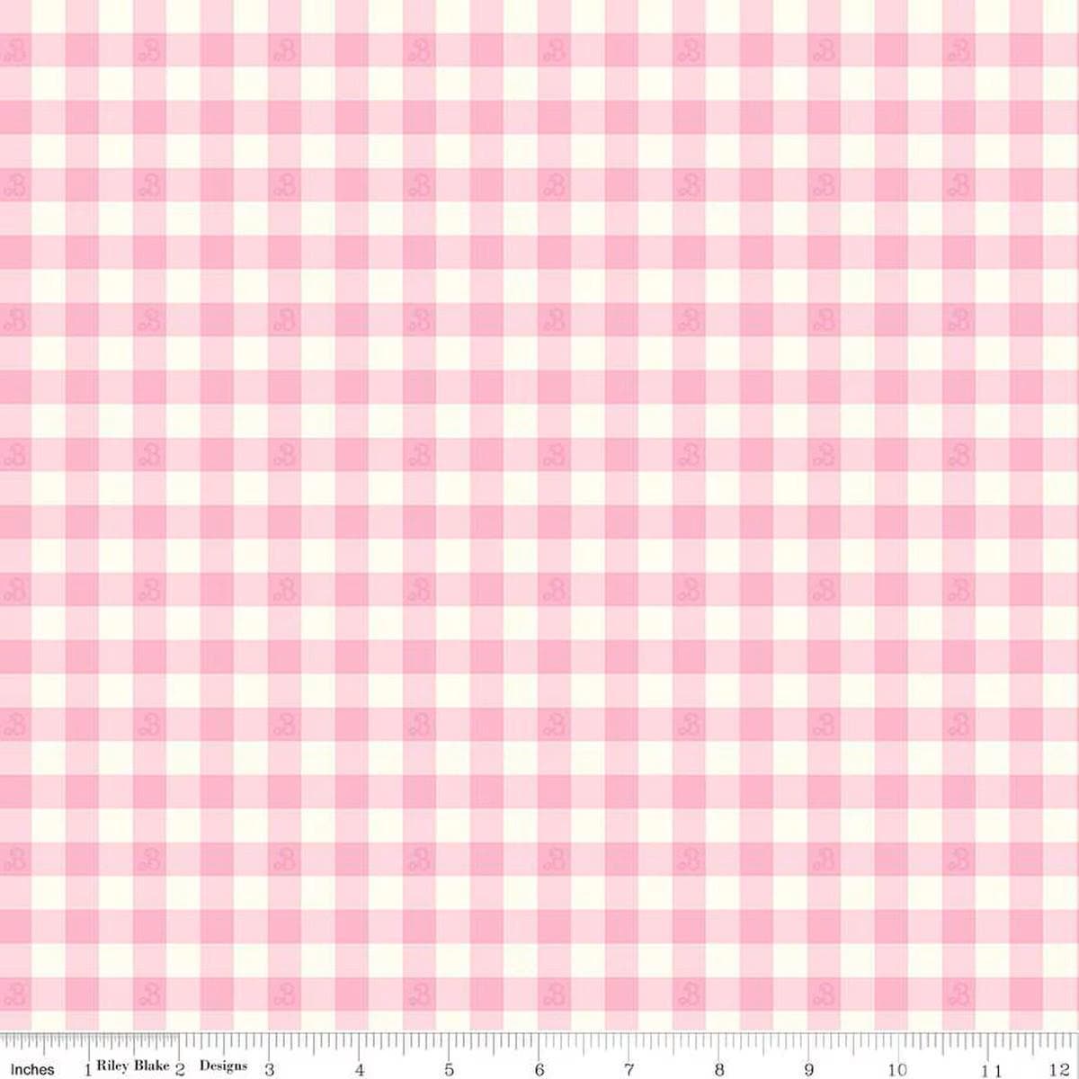 Barbie™ World Barbie Gingham Pink- Riley Blake Designs - Cotton Fabric by the yard - C15024-PINK