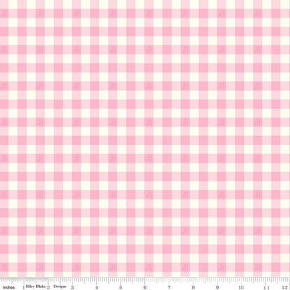 Barbie™ World Barbie Gingham Pink- Riley Blake Designs - Cotton Fabric by the yard - C15024-PINK