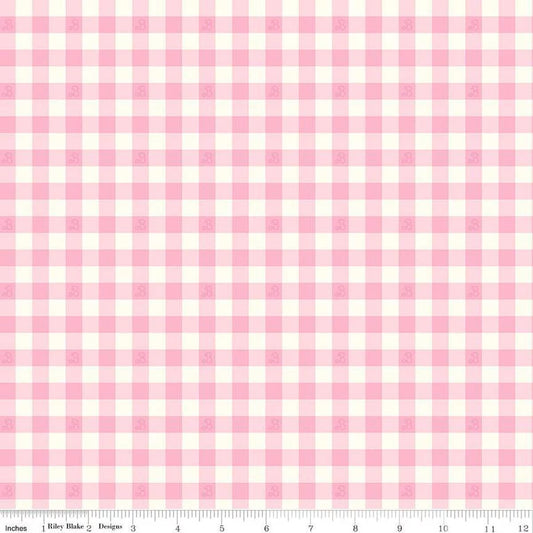 Barbie™ World Barbie Gingham Pink- Riley Blake Designs - Cotton Fabric by the yard - C15024-PINK
