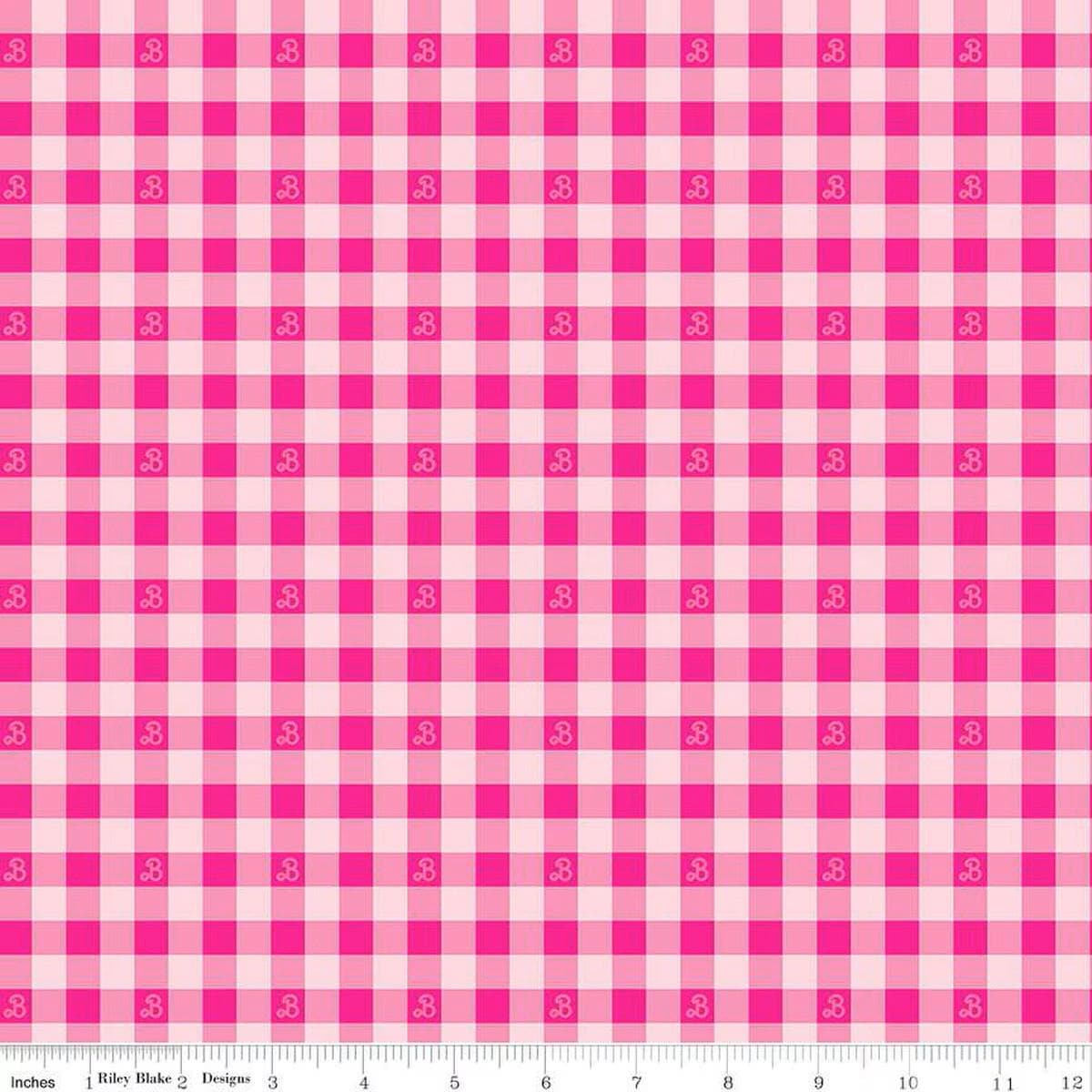 Barbie™ World Barbie Gingham Hot Pink- Riley Blake Designs - Cotton Fabric by the yard - C15024-HOTPINK