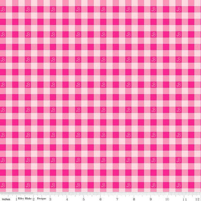 Barbie™ World Barbie Gingham Hot Pink- Riley Blake Designs - Cotton Fabric by the yard - C15024-HOTPINK
