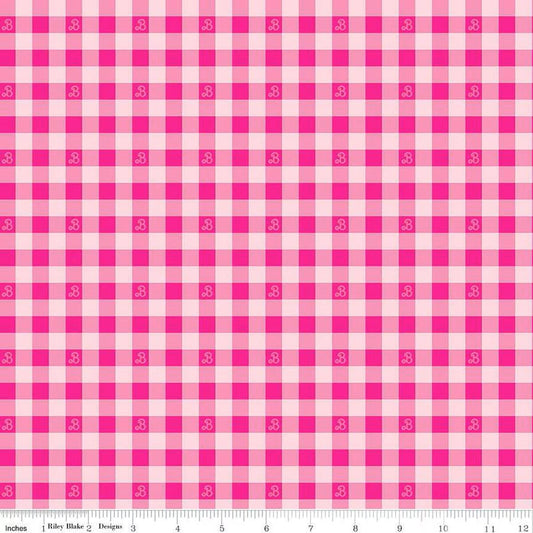 Barbie™ World Barbie Gingham Hot Pink- Riley Blake Designs - Cotton Fabric by the yard - C15024-HOTPINK