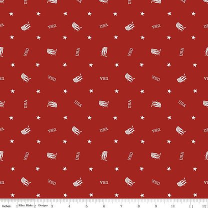 Letters From Home Toss Red - Riley Blake Designs - Stars USA America Patriotic - Quilting Cotton Fabric - C15614-RED